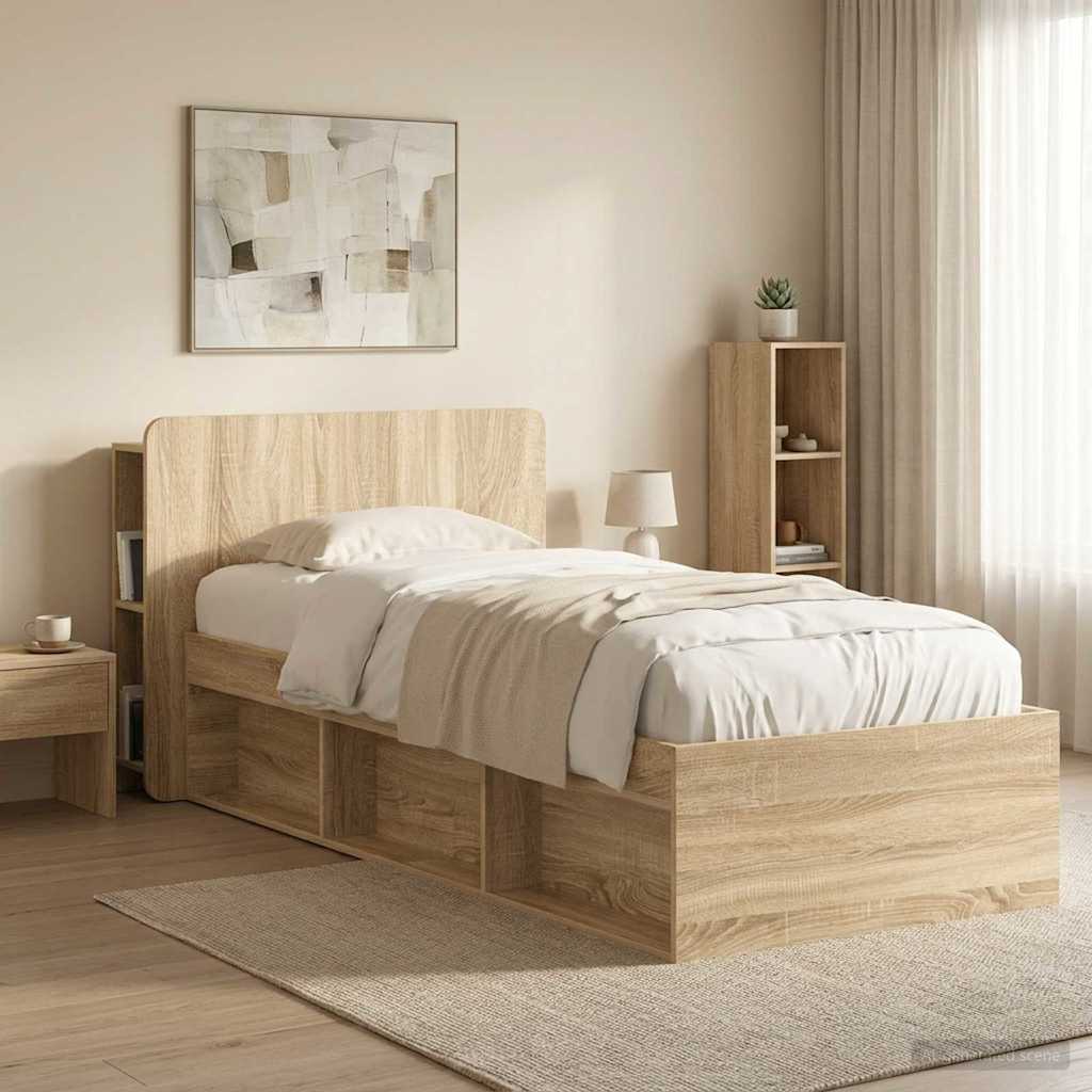 vidaXL Headboard Cabinet with Storage Sonoma Oak Engineered Wood 4