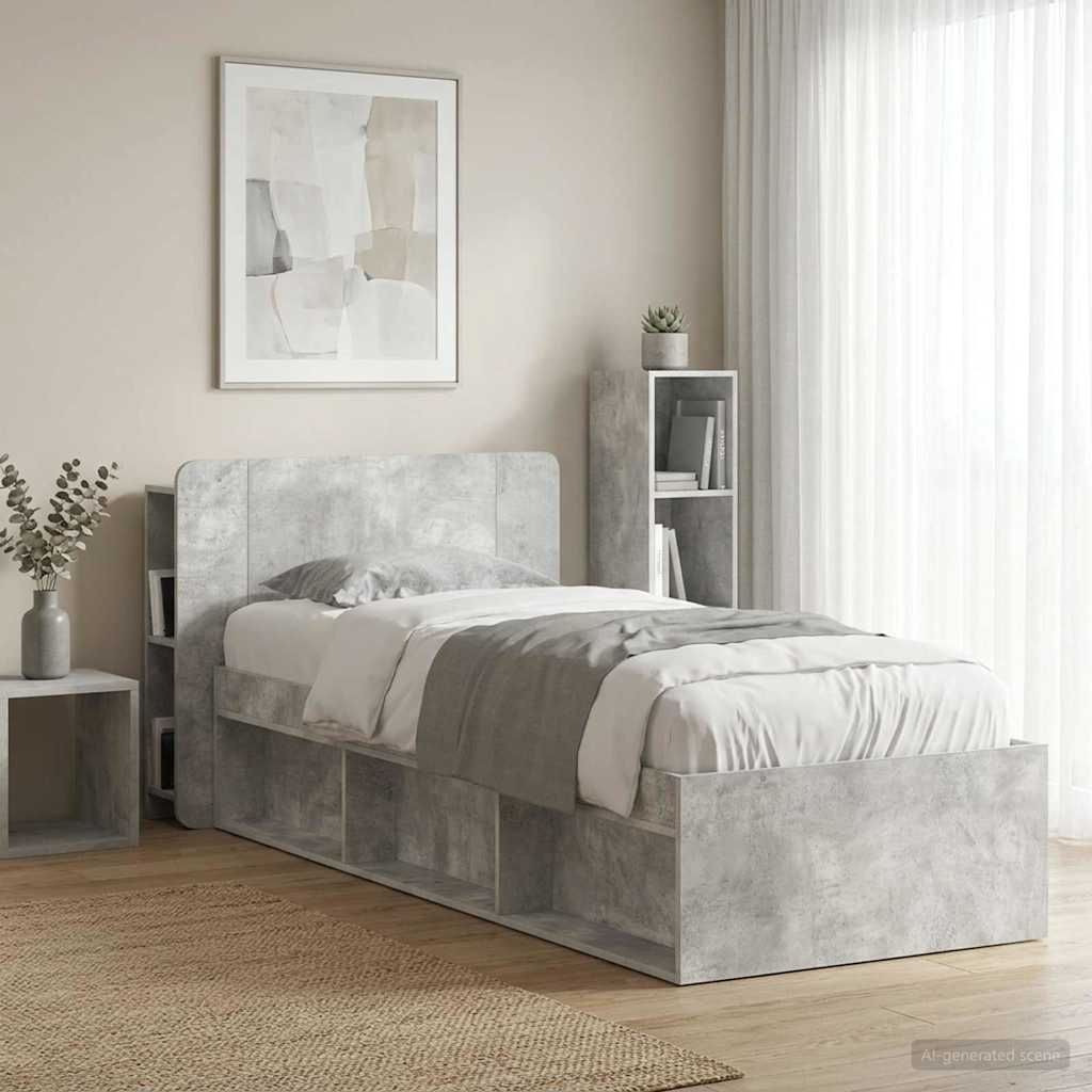 vidaXL Headboard Cabinet with Storage Concrete Grey Engineered Wood 1