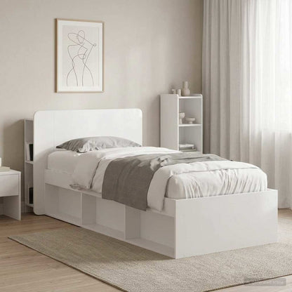 vidaXL Headboard Cabinet with Storage High Gloss White Engineered Wood 1