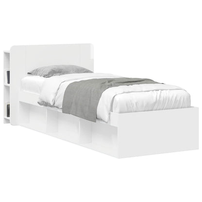 vidaXL Headboard Cabinet with Storage High Gloss White Engineered Wood 3