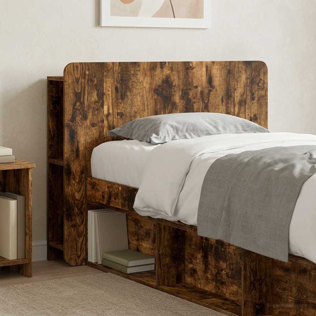 vidaXL Headboard Cabinet with Storage Smoked Oak Engineered Wood 1