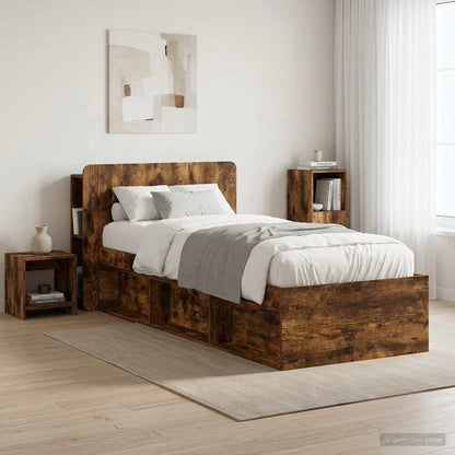 vidaXL Headboard Cabinet with Storage Smoked Oak Engineered Wood 4