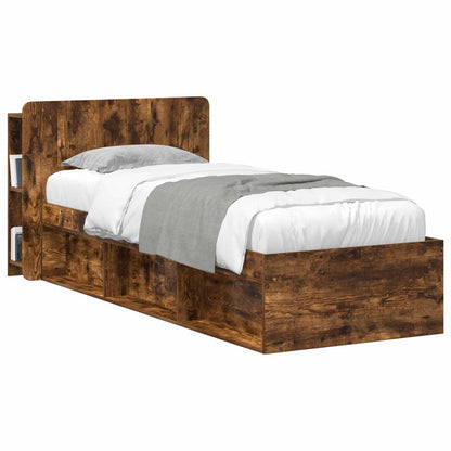vidaXL Headboard Cabinet with Storage Smoked Oak Engineered Wood 3