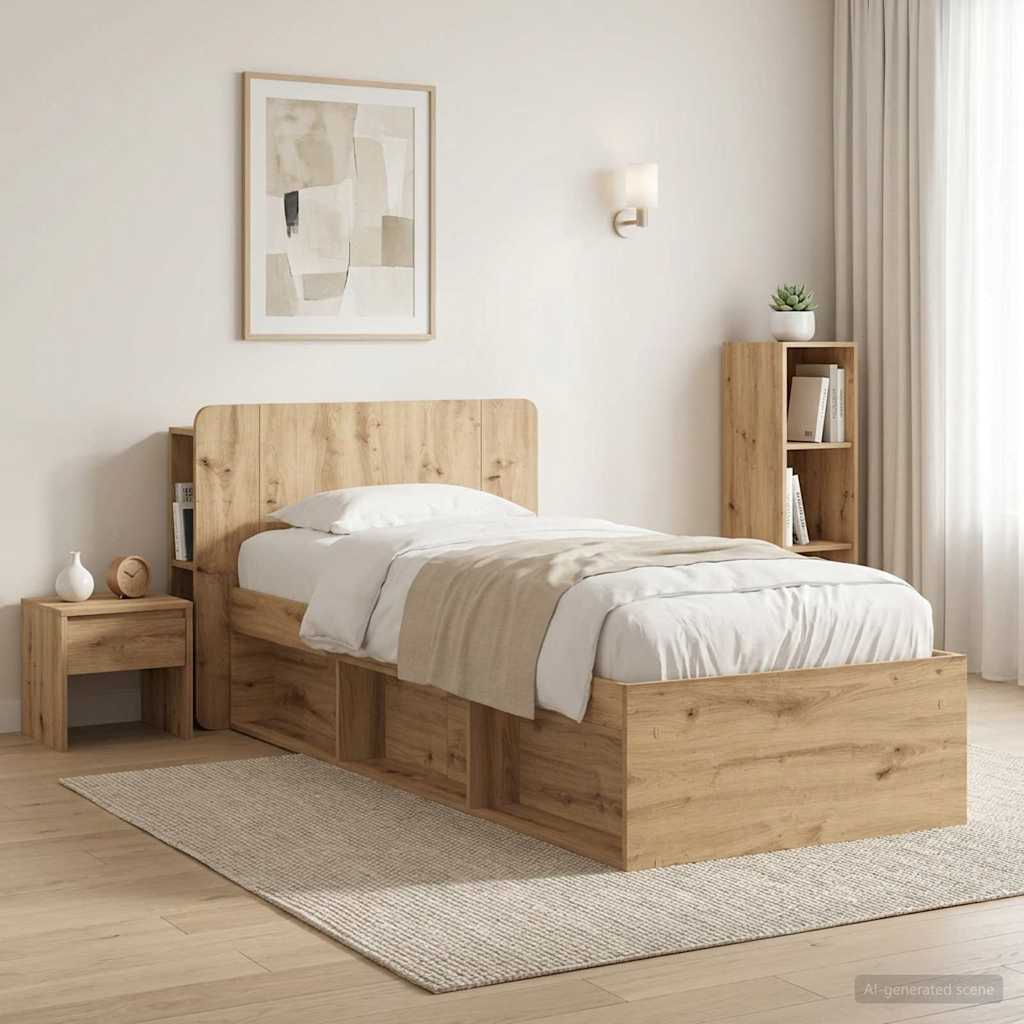 vidaXL Headboard Cabinet Artisan Oak 100 cm Engineered Wood 4