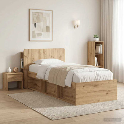 vidaXL Headboard Cabinet Artisan Oak 100 cm Engineered Wood 4