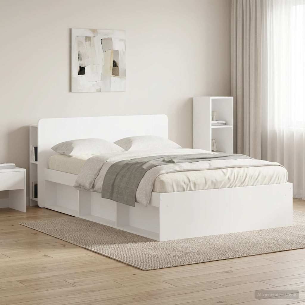 vidaXL Headboard Cabinet White 135 x 18.5 x 80 cm Engineered Wood 4