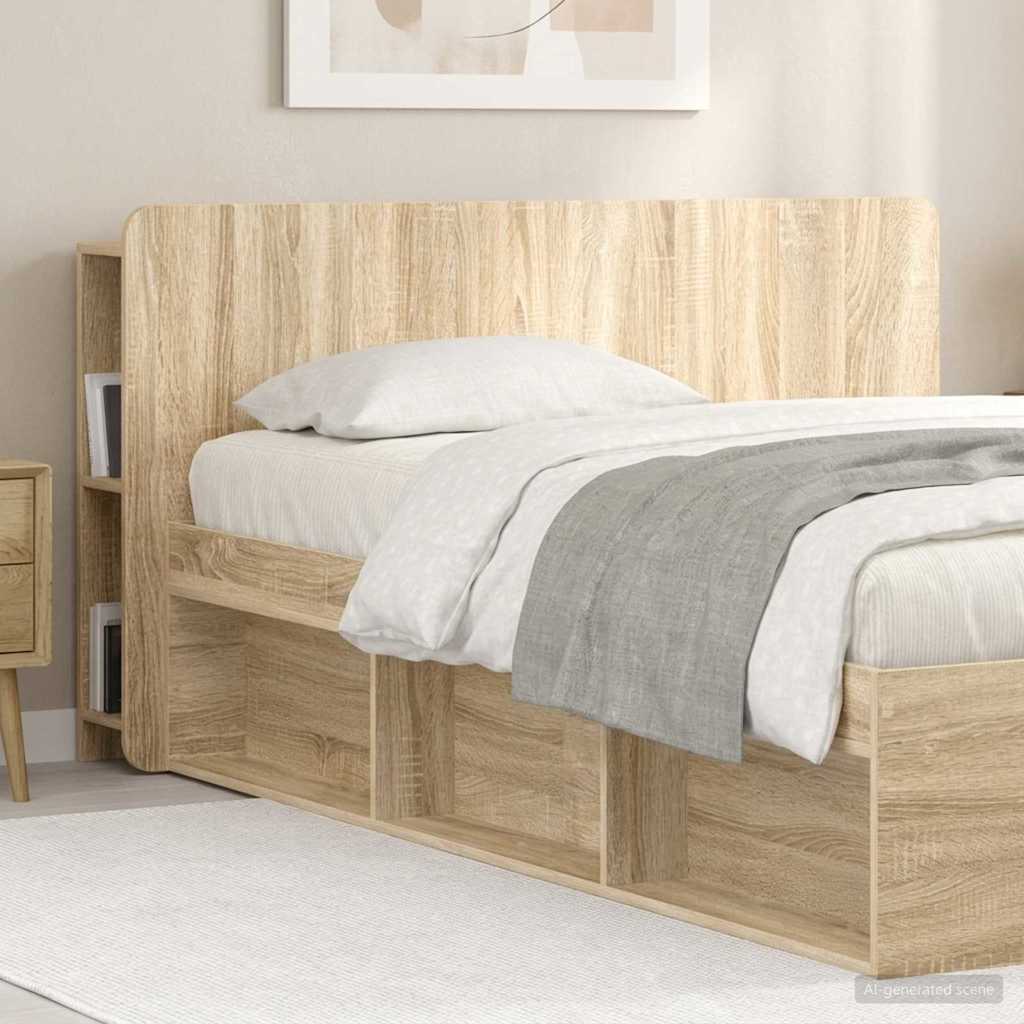 vidaXL Headboard Cabinet with Storage Sonoma Engineered Wood 4