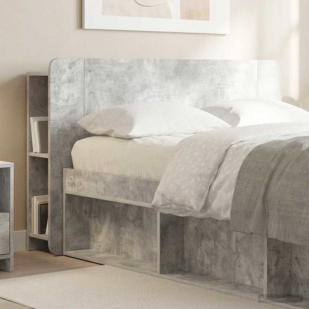 vidaXL Headboard Cabinet with Storage Concrete Grey Engineered Wood 1