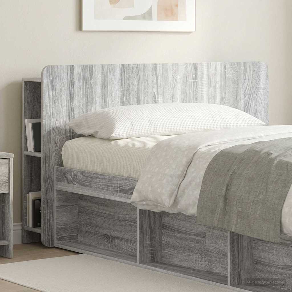 vidaXL Headboard Cabinet with Storage Grey Sonoma Engineered Wood 1