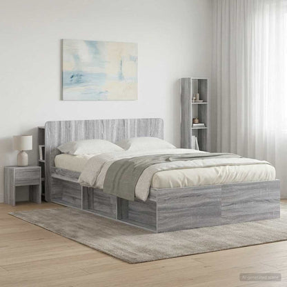 vidaXL Headboard Cabinet with Storage Grey Sonoma Engineered Wood 4