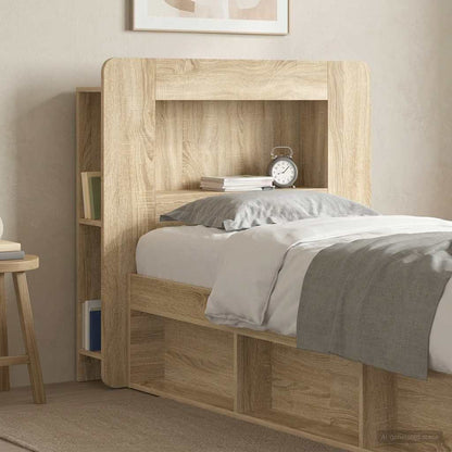 vidaXL Headboard Cabinet with Storage Sonoma Oak Engineered Wood 4