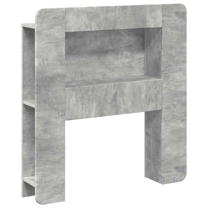 vidaXL Headboard Cabinet with Storage Concrete Grey Engineered Wood 2