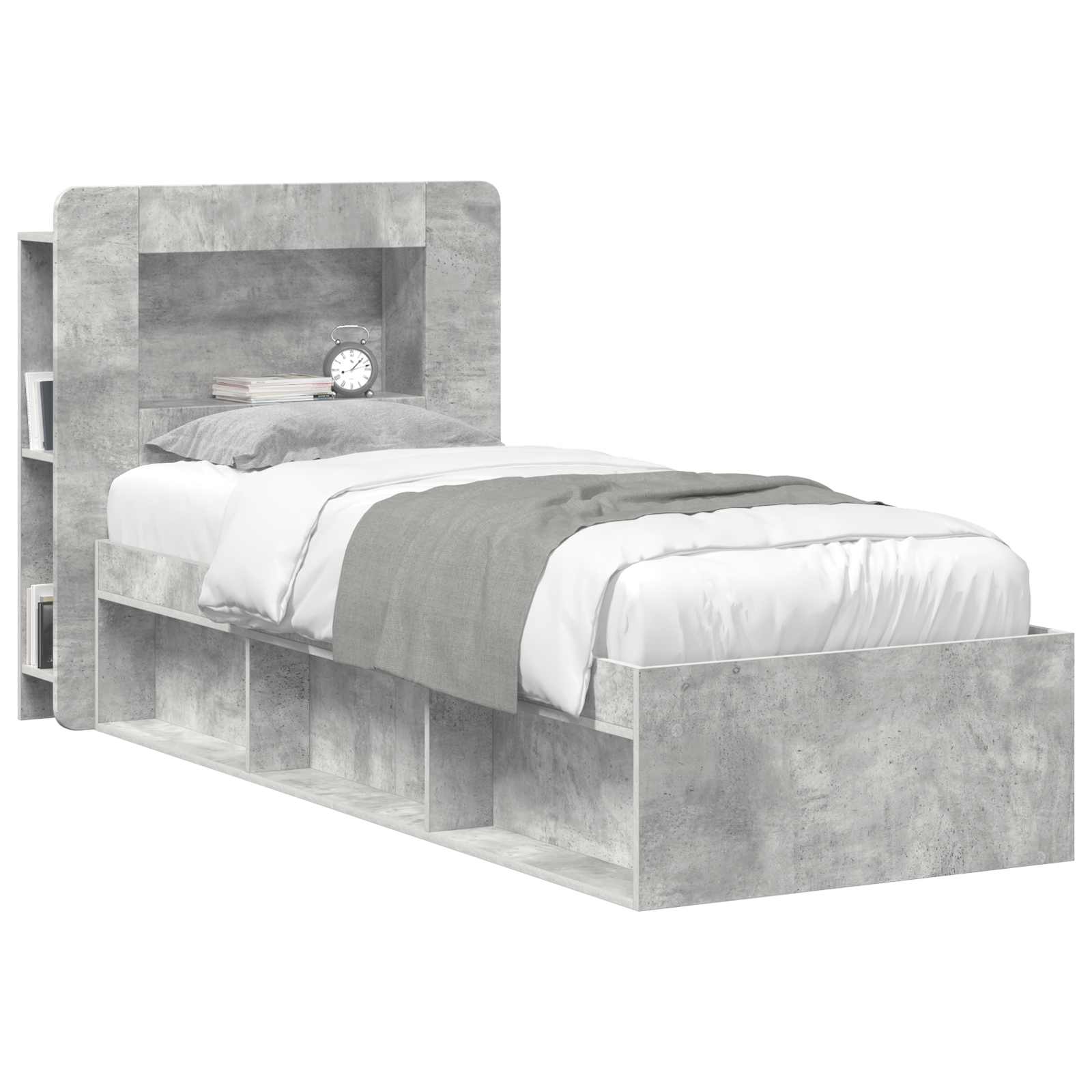 vidaXL Headboard Cabinet with Storage Concrete Grey Engineered Wood 3