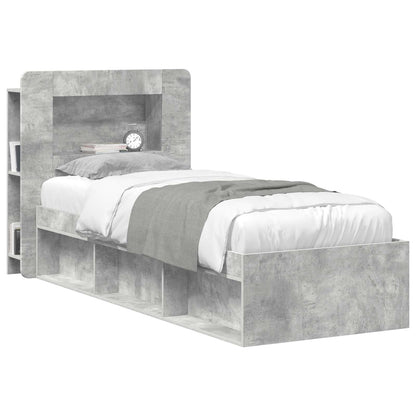 vidaXL Headboard Cabinet with Storage Concrete Grey Engineered Wood 3