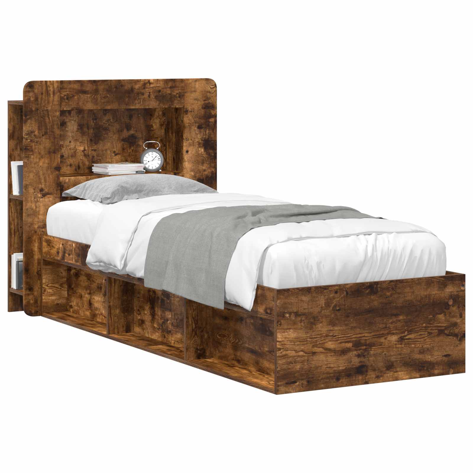 vidaXL Headboard Cabinet with Storage Smoked Oak Engineered Wood 3