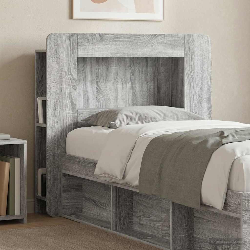 vidaXL Headboard Cabinet with Storage Grey Sonoma Engineered Wood 4