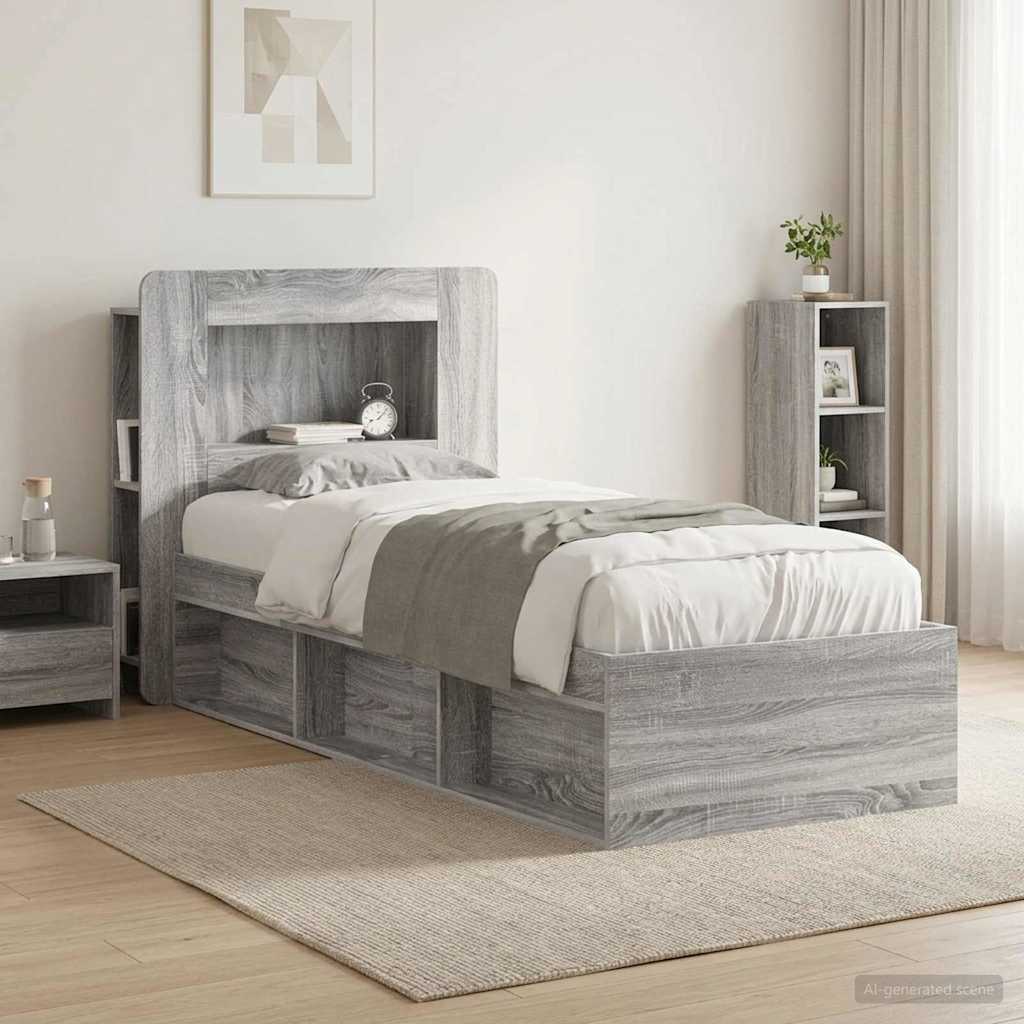 vidaXL Headboard Cabinet with Storage Grey Sonoma Engineered Wood 1