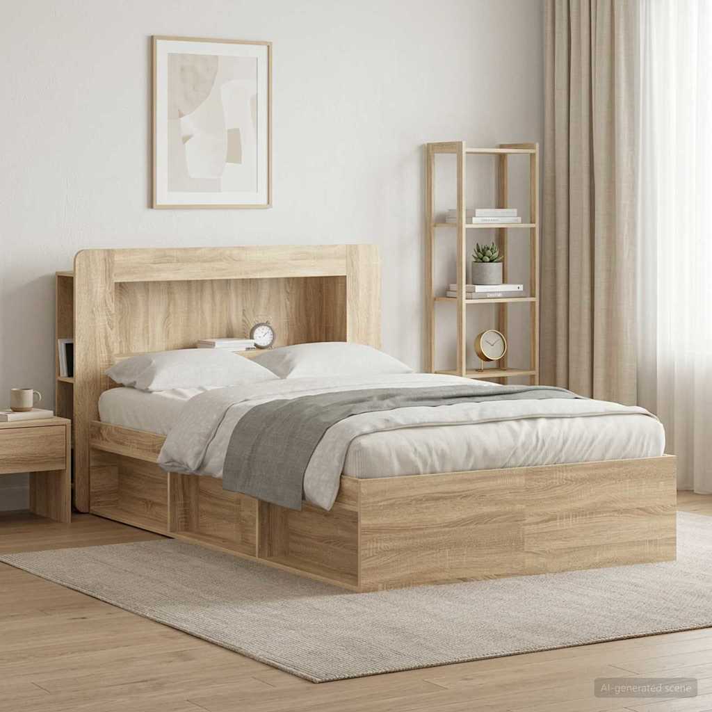vidaXL Headboard Cabinet with Storage Sonoma Oak Engineered Wood 4
