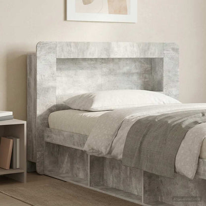 vidaXL Headboard Cabinet with Storage Concrete Grey Engineered Wood 4