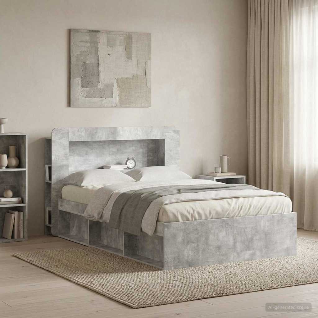 vidaXL Headboard Cabinet with Storage Concrete Grey Engineered Wood 1