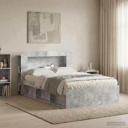 vidaXL Headboard Cabinet with Storage Concrete Grey Engineered Wood 1