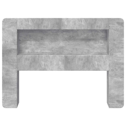 vidaXL Headboard Cabinet with Storage Concrete Grey Engineered Wood 5
