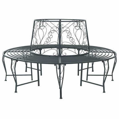 Tree Bench 8 -Seater Ø 160 x 89 cm steel Round Silver grey backrest with heart design
