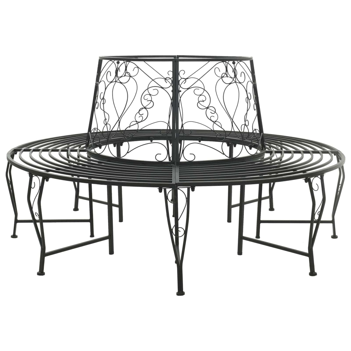 Tree Bench 8 -Seater Ø 160 x 89 cm steel Round Black backrest with heart design