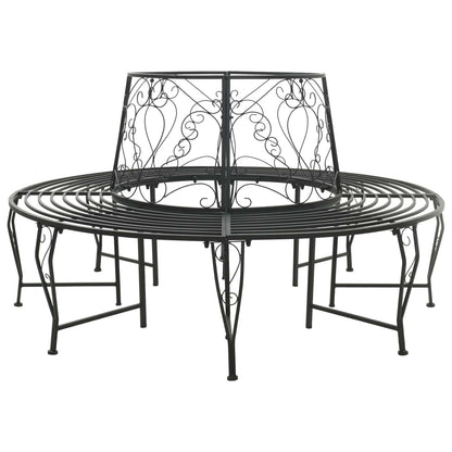 Tree Bench 8 -Seater Ø 160 x 89 cm steel Round Black backrest with heart design