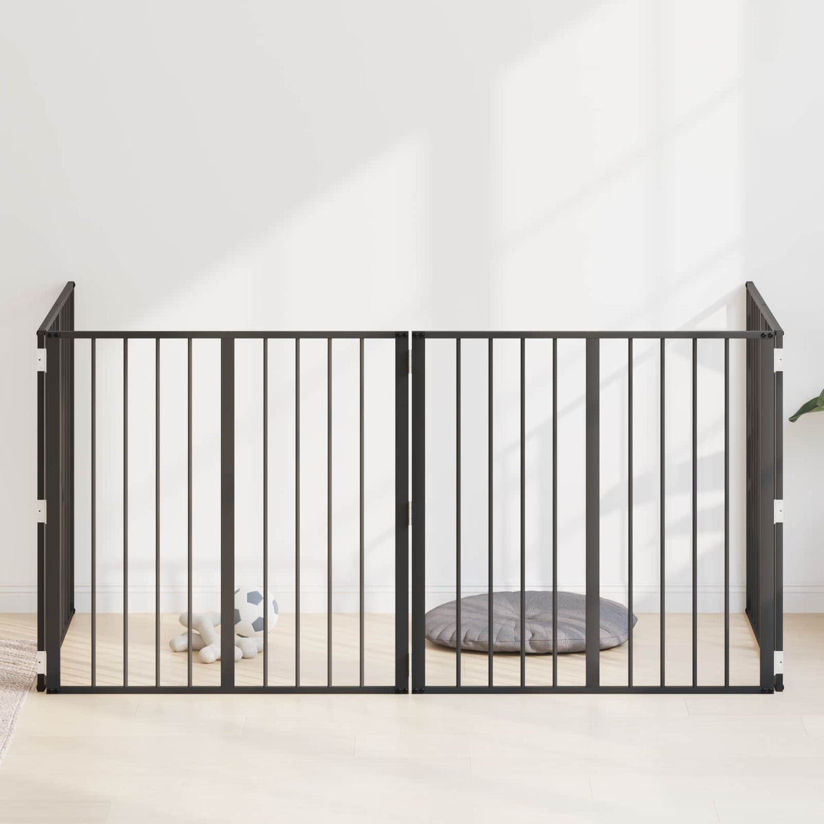 vidaXL Dog Gate Black Galvanised Steel Width 80 cm