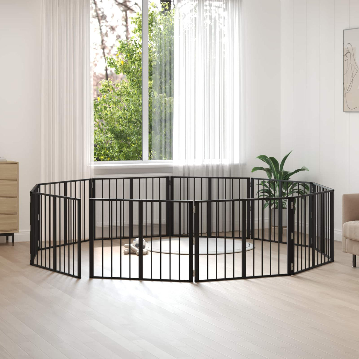 vidaXL Dog Gate Black Galvanised Steel Width 80 cm