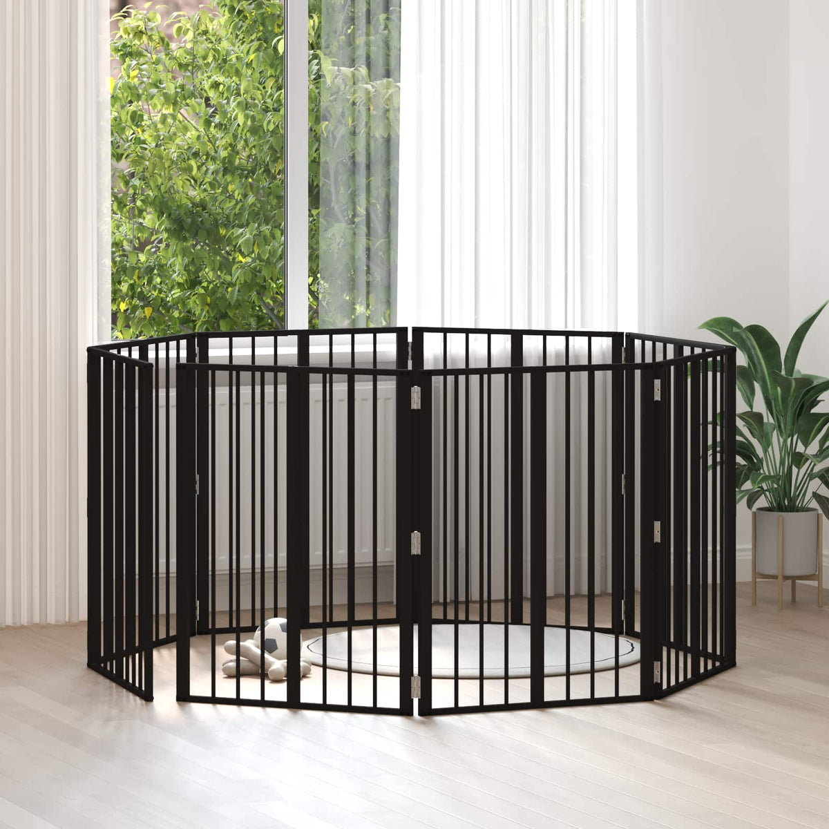 vidaXL Dog Gate Black Galvanised Steel Width 60 cm