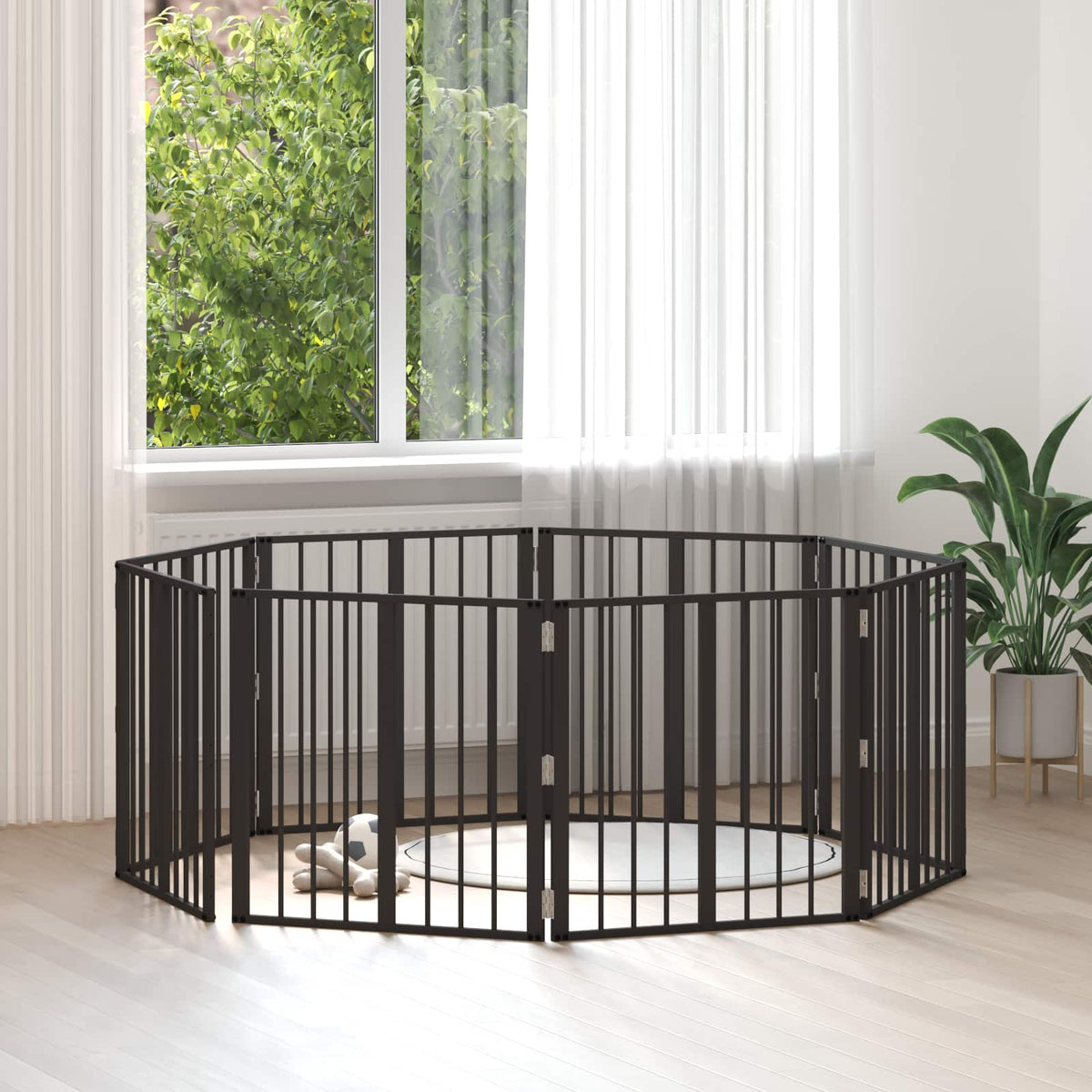vidaXL Dog Gate Black Galvanised Steel Width 60 cm