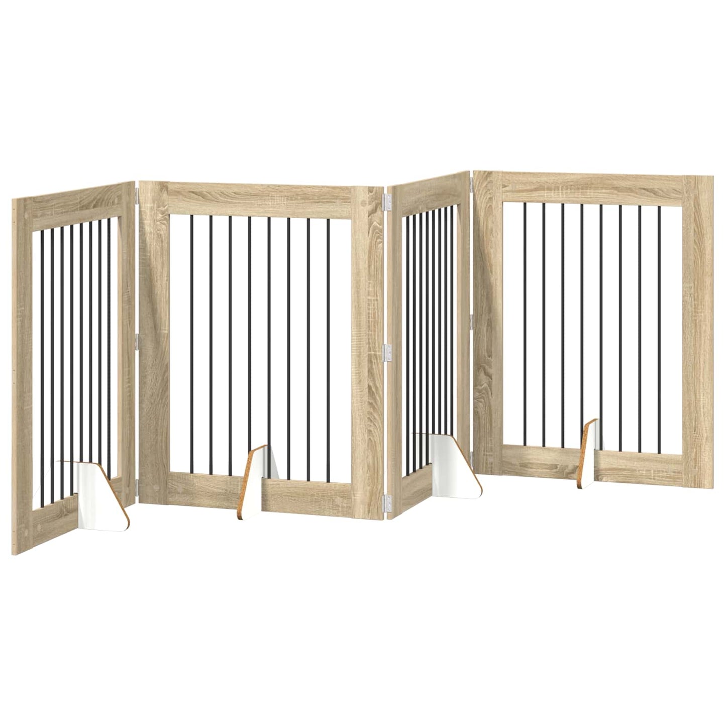 vidaXL Foldable Dog Gate with Stands 4 pcs Sonoma Oak 321 cm 2