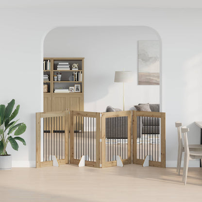 vidaXL Foldable Dog Gate with Stands 4 pcs Artisan Oak 321 cm 1