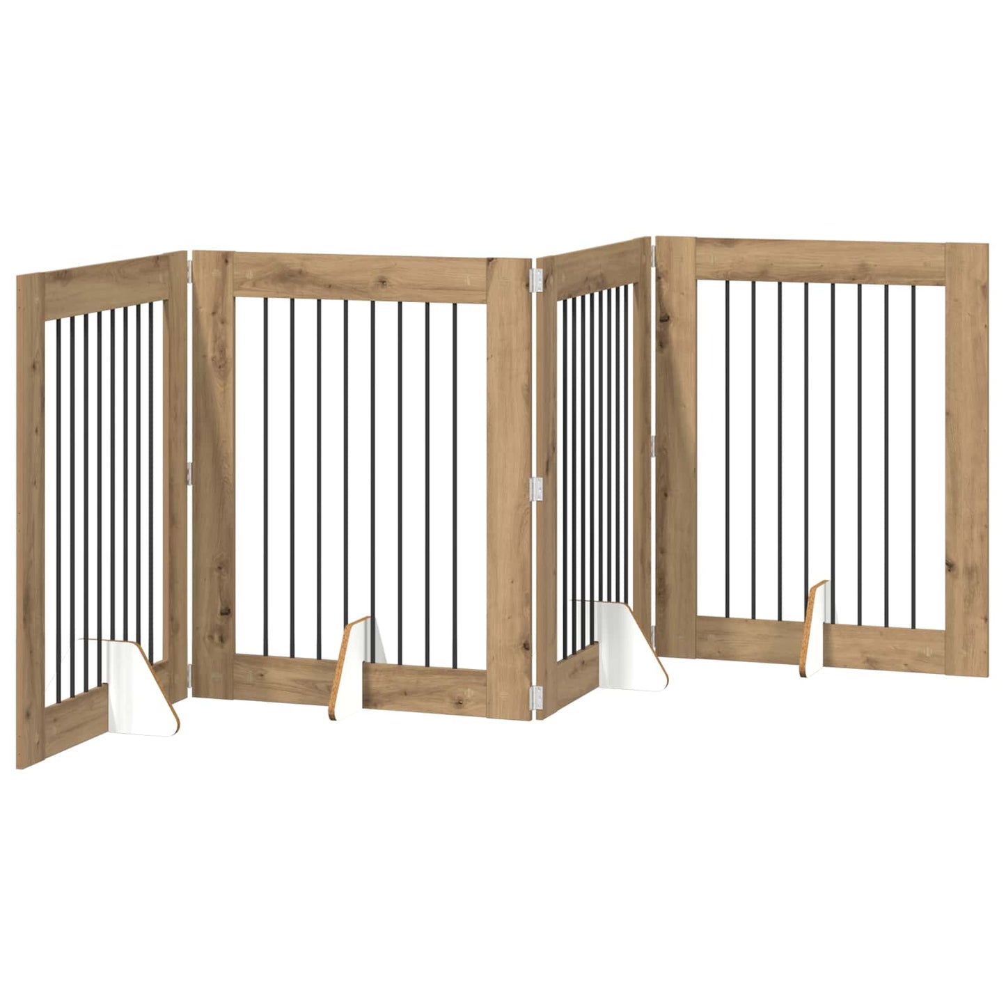 vidaXL Foldable Dog Gate with Stands 4 pcs Artisan Oak 321 cm 2