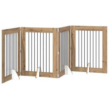 vidaXL Foldable Dog Gate with Stands 4 pcs Artisan Oak 321 cm 2