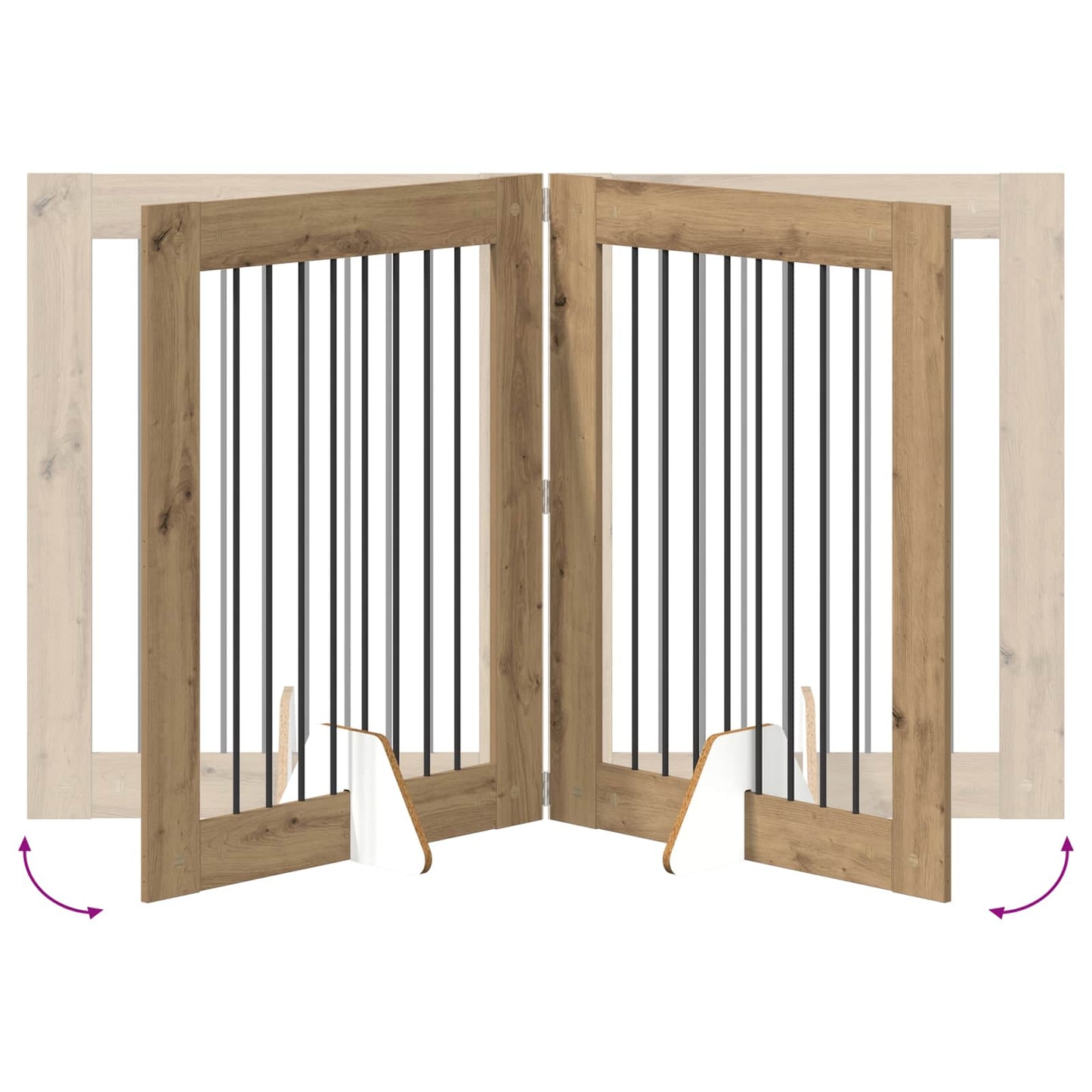 vidaXL Foldable Dog Gate with Stands 4 pcs Artisan Oak 321 cm 6