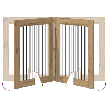 vidaXL Foldable Dog Gate with Stands 4 pcs Artisan Oak 321 cm 6