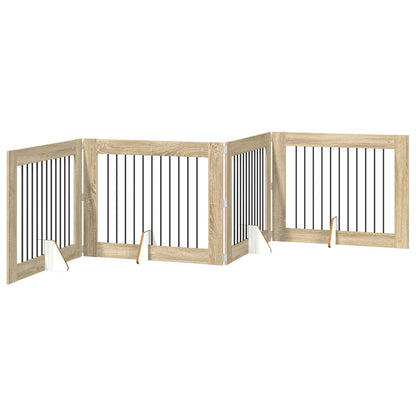 vidaXL Foldable Dog Gate with Stands 4 pcs Sonoma Oak 401 cm 2