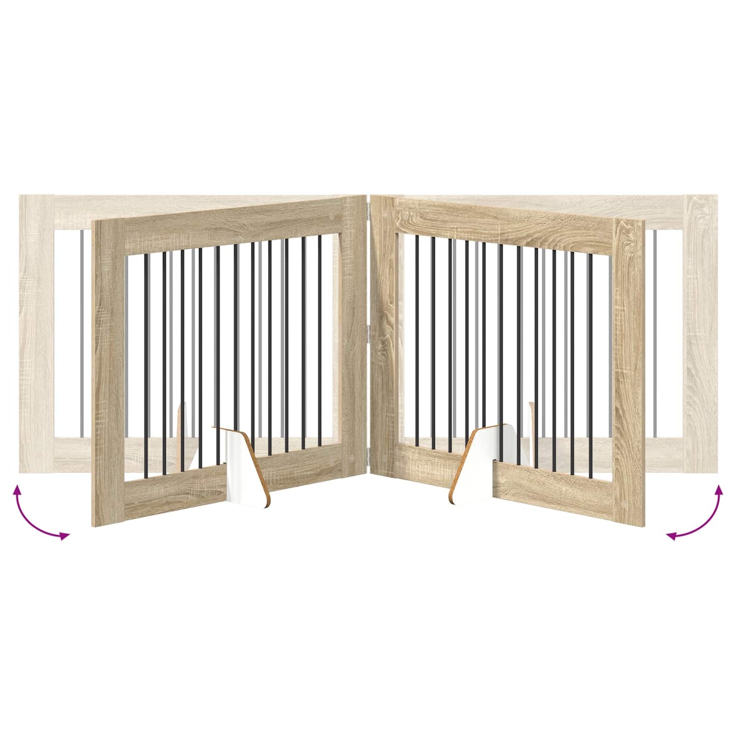 vidaXL Foldable Dog Gate with Stands 4 pcs Sonoma Oak 401 cm 6
