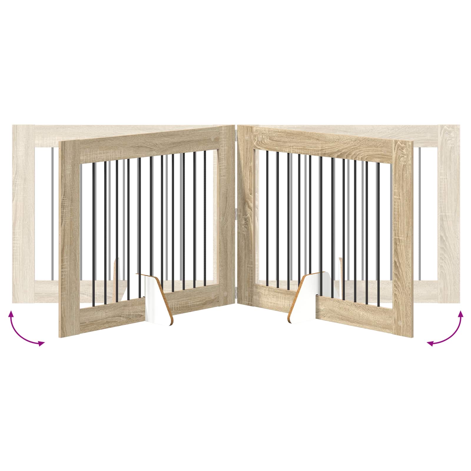 vidaXL Foldable Dog Gate with Stands 4 pcs Sonoma Oak 401 cm 6
