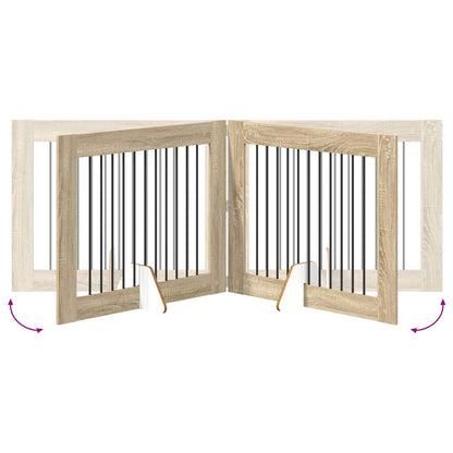 vidaXL Foldable Dog Gate with Stands 4 pcs Sonoma Oak 401 cm 6