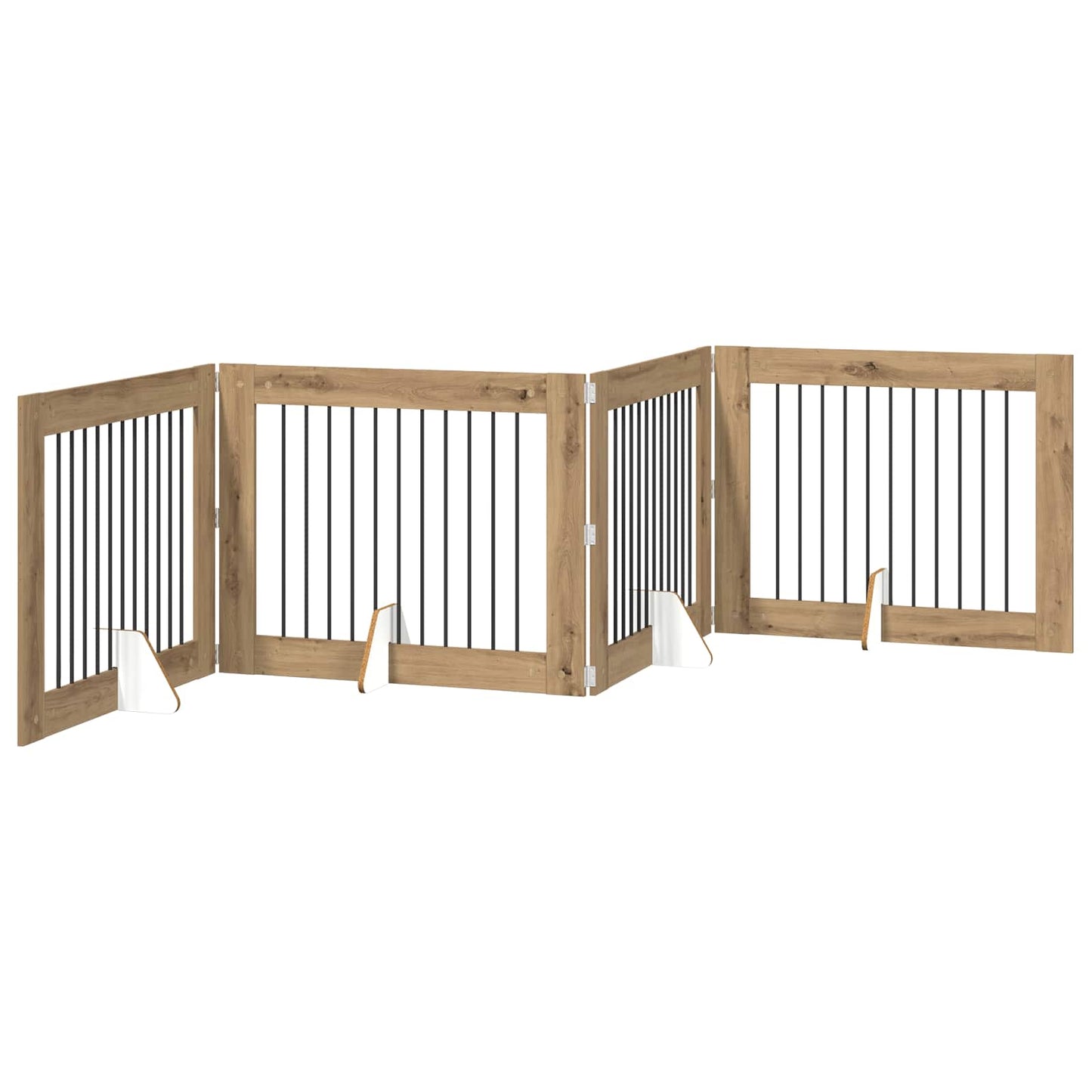 vidaXL Foldable Dog Gate with Stands 4 pcs Artisan Oak 401 cm 2