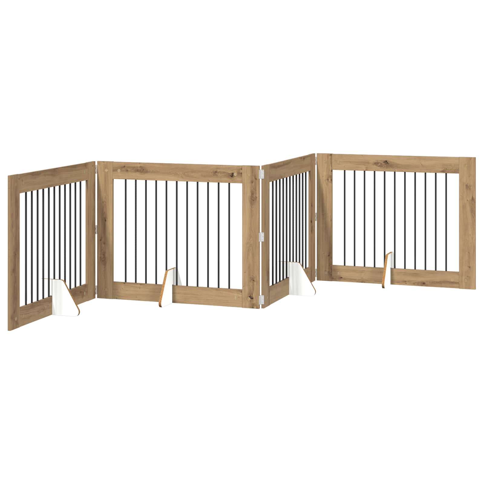 vidaXL Foldable Dog Gate with Stands 4 pcs Artisan Oak 401 cm 2
