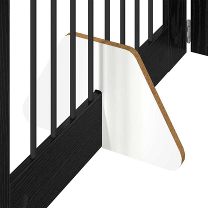 vidaXL Foldable Dog Gate with Stands 4 pcs Black Oak 321 cm 5