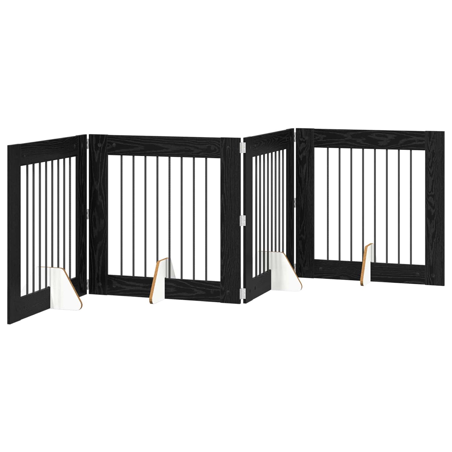 vidaXL Foldable Dog Gate with Stands 4 pcs Black Oak 321 cm 2