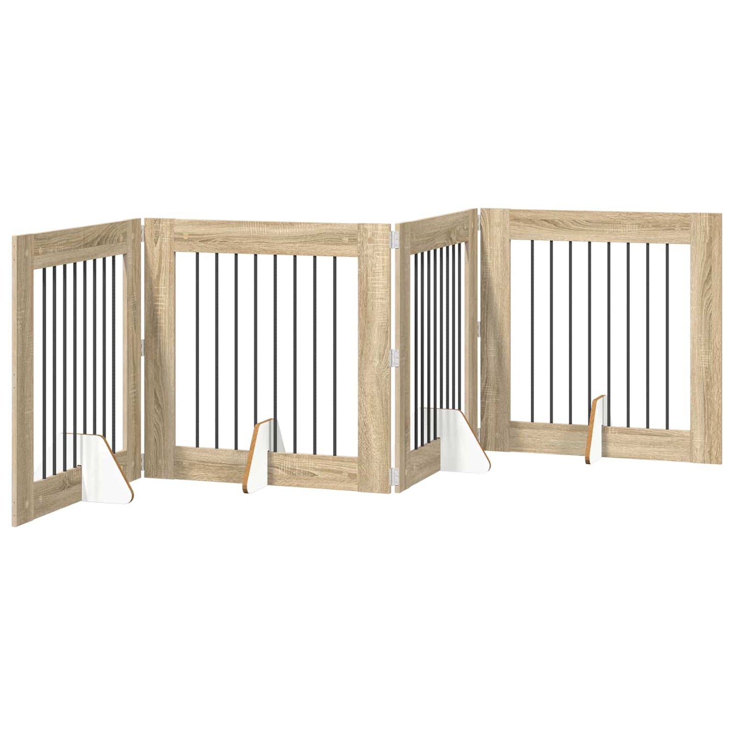 vidaXL Foldable Dog Gate with Stands 4 pcs Sonoma Oak 321 cm 2