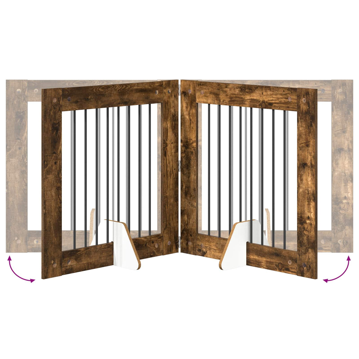 vidaXL Foldable Dog Gate with Stands 4 pcs Smoked Oak 321 cm 6