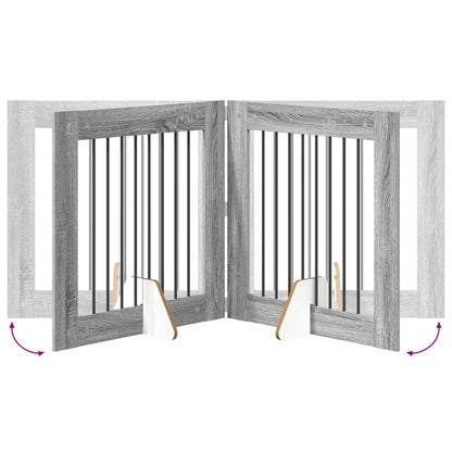 vidaXL Foldable Dog Gate with Stands 4 pcs Grey Sonoma 321 cm 6